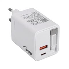 快充 AK-CH-30 USB-A + 2x USB-C PD 5-20V / max. 3.25A 65W Quick Charge 3.0 GaN